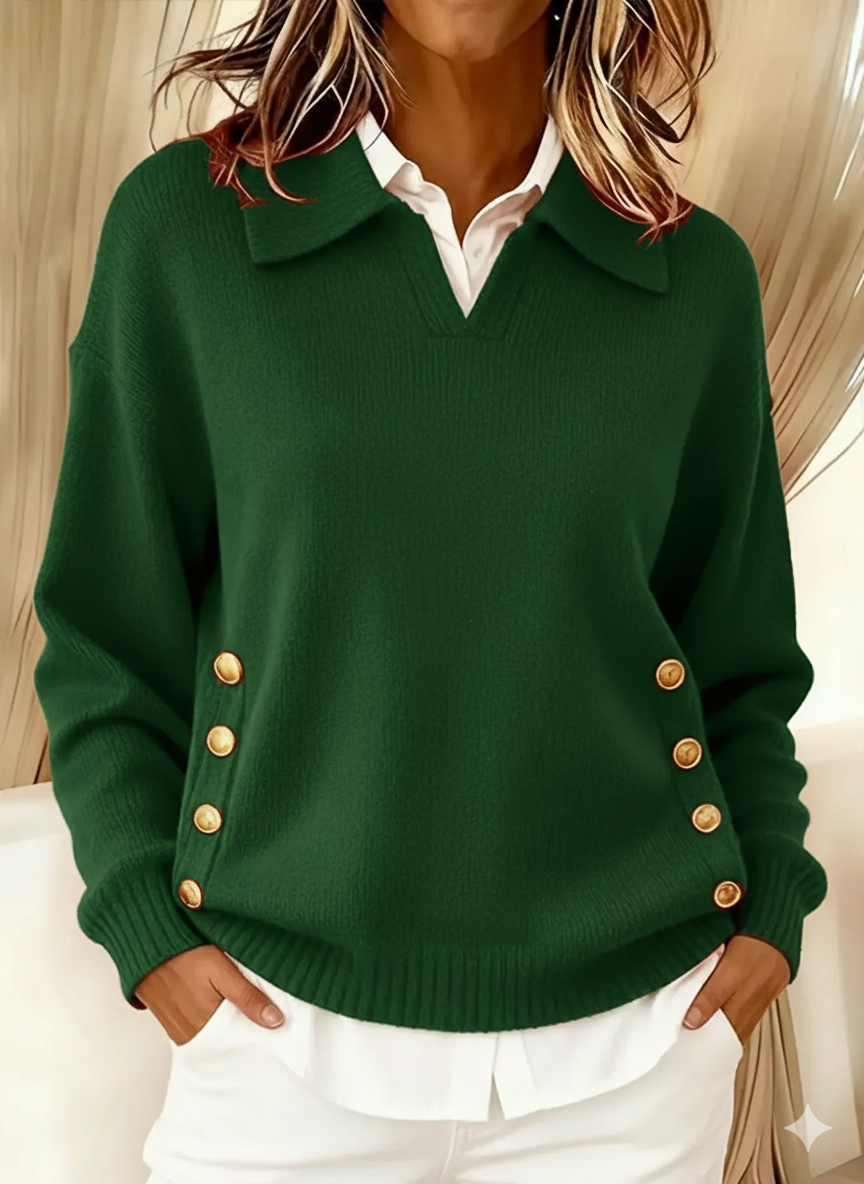 Rieke | Pullover mit V-Ausschnitt und Kragen