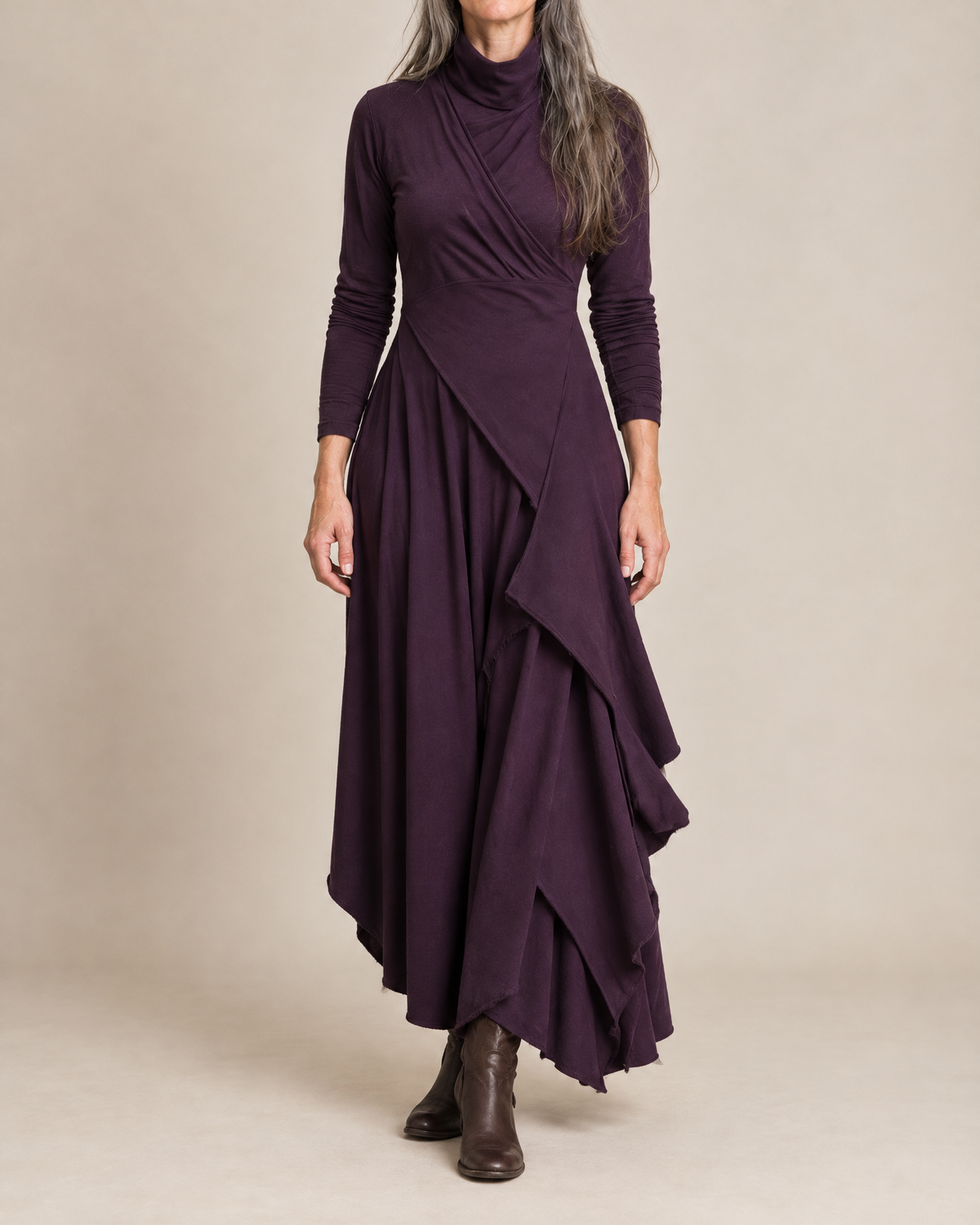 Sylvana | Drapiertes Turtleneck-Maxikleid