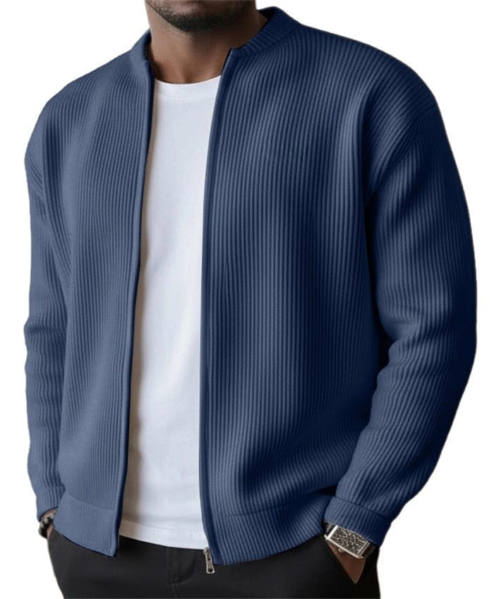 Karl I Geripptes Zip-Cardigan