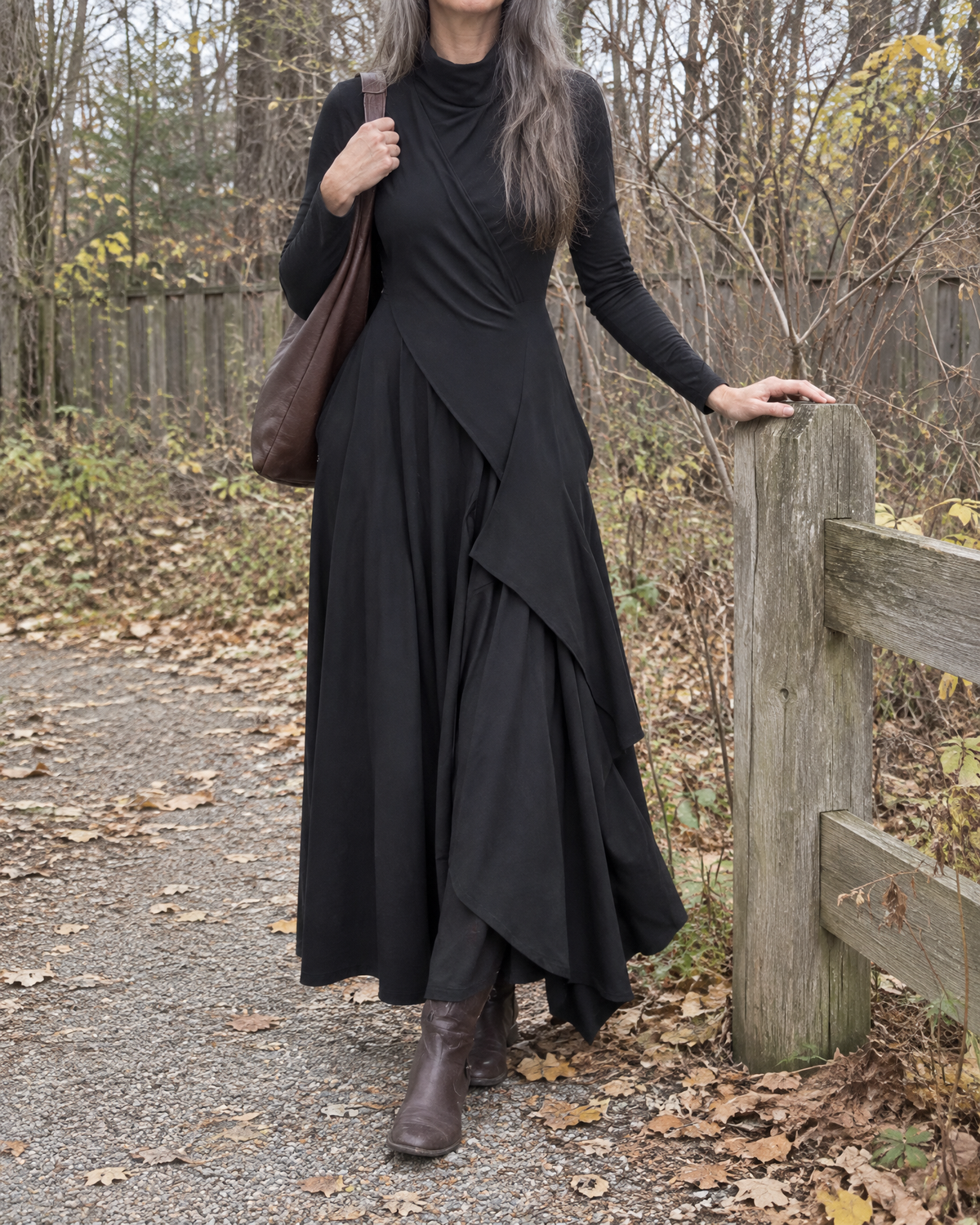 Sylvana | Drapiertes Turtleneck-Maxikleid