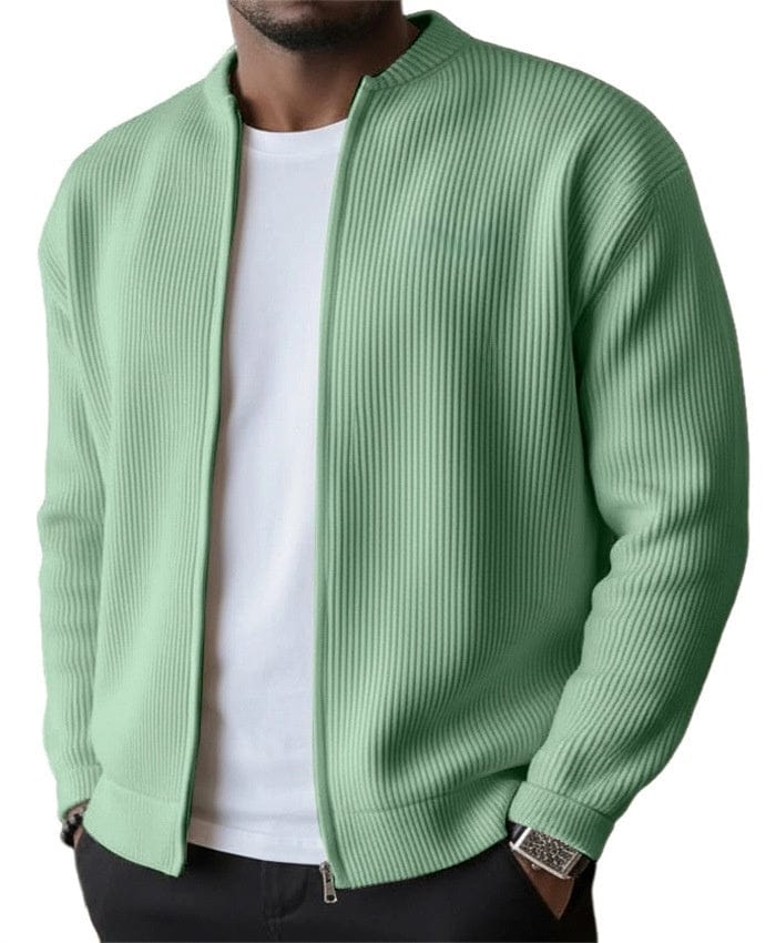 Karl I Geripptes Zip-Cardigan