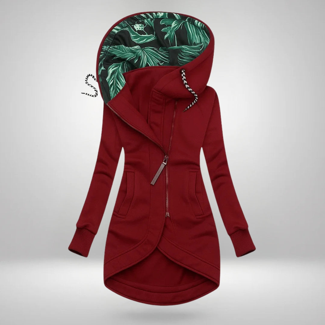 Damen Lange Kapuzen Stepp-Winterjacke