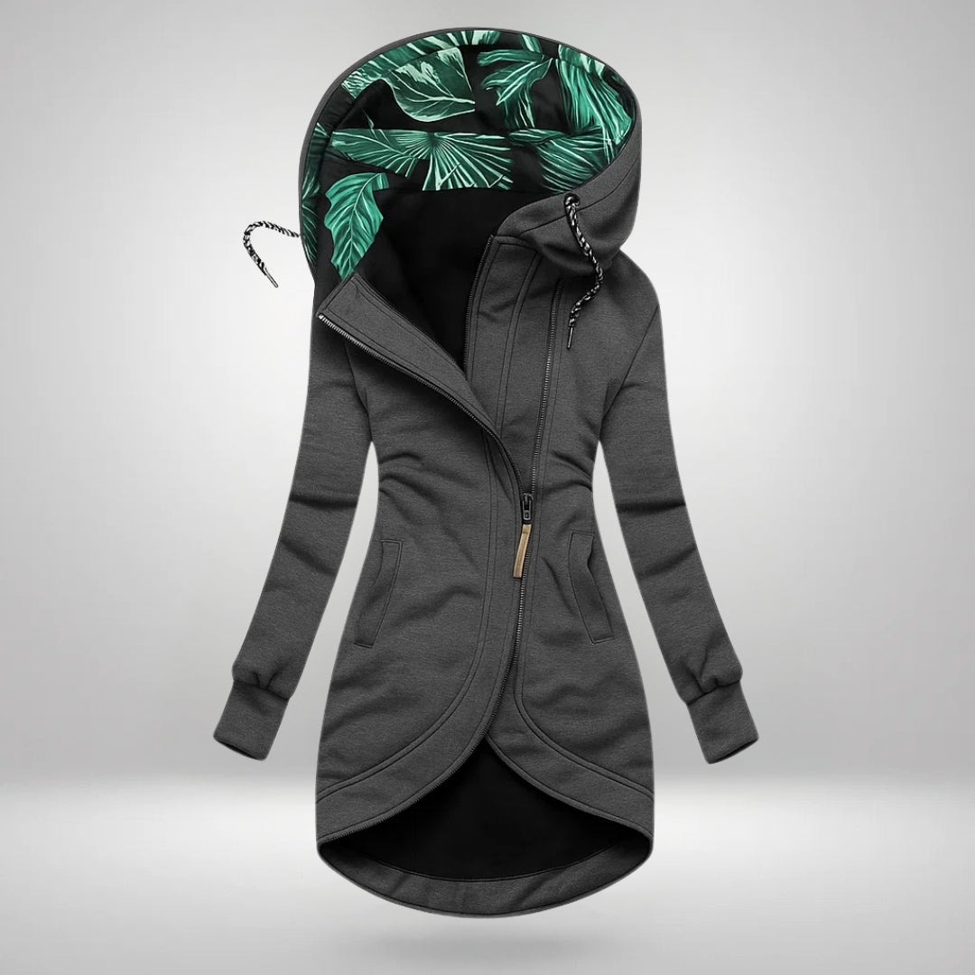 Damen Lange Kapuzen Stepp-Winterjacke