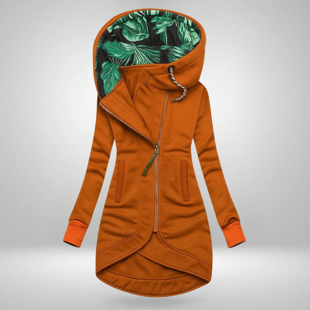 Damen Lange Kapuzen Stepp-Winterjacke
