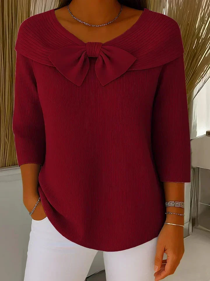 Wendeline | Pullover mit Schleife und Rundhalsausschnitt