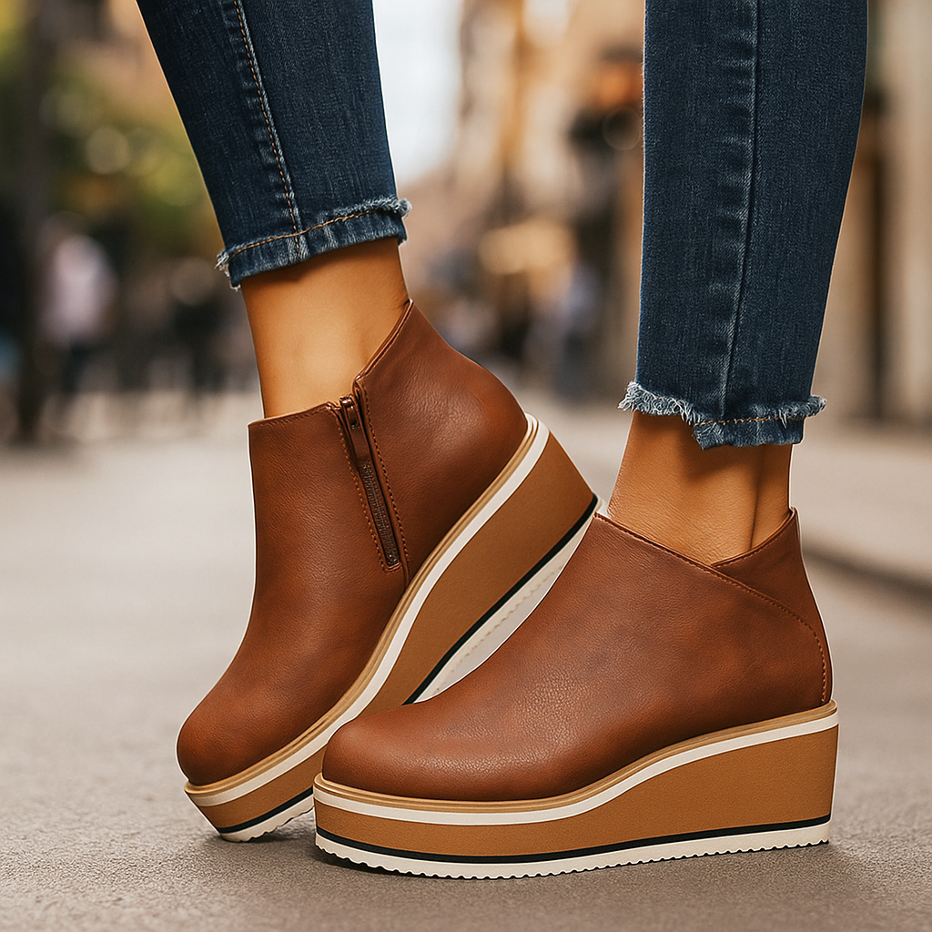 Coralie | Wedge-Stiefeletten mit seitlichem Reissverschluss