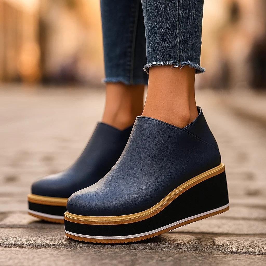 Coralie | Wedge-Stiefeletten mit seitlichem Reissverschluss
