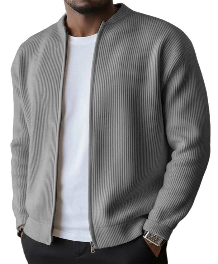 Karl I Geripptes Zip-Cardigan