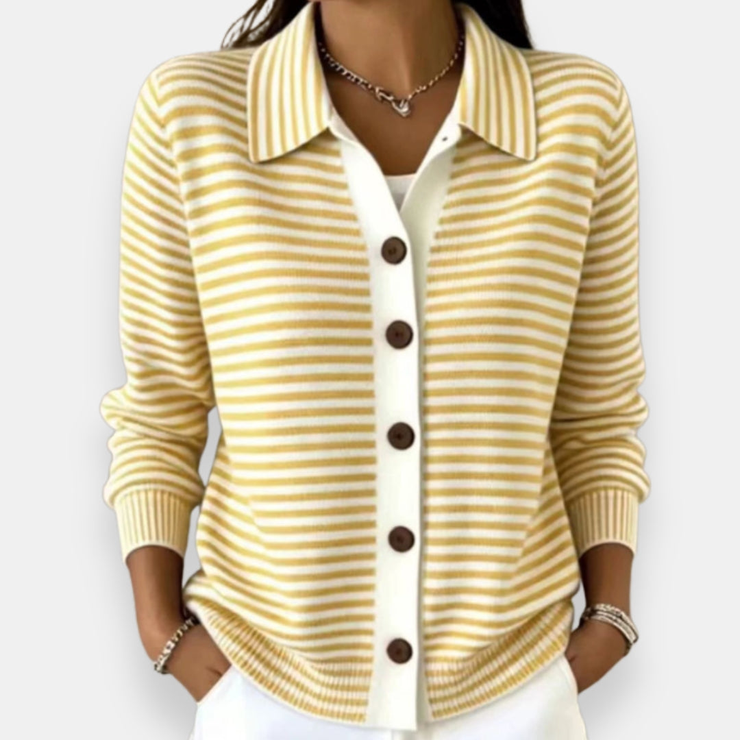 Nola™ Gestreifter Knopf-Cardigan