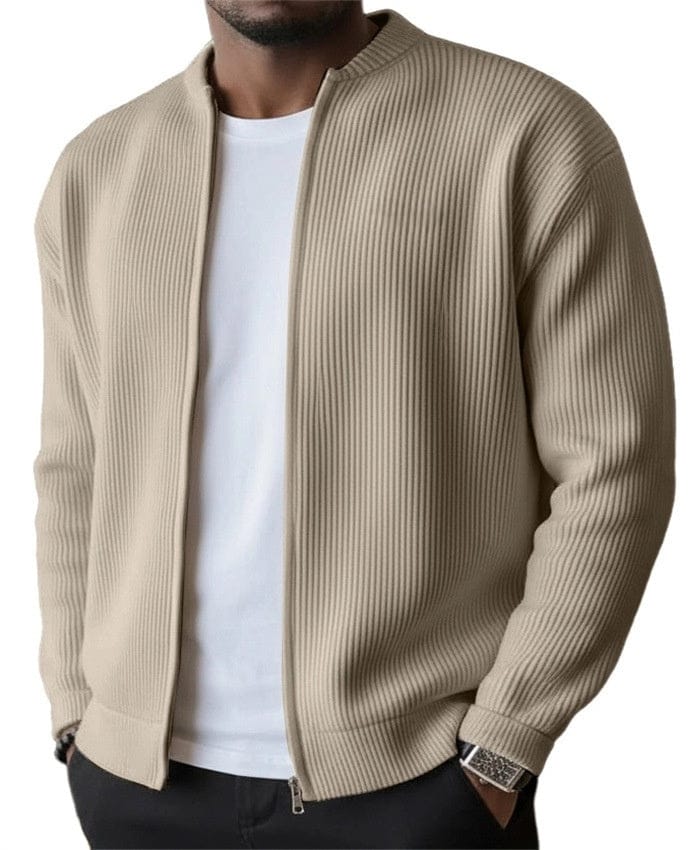 Karl I Geripptes Zip-Cardigan