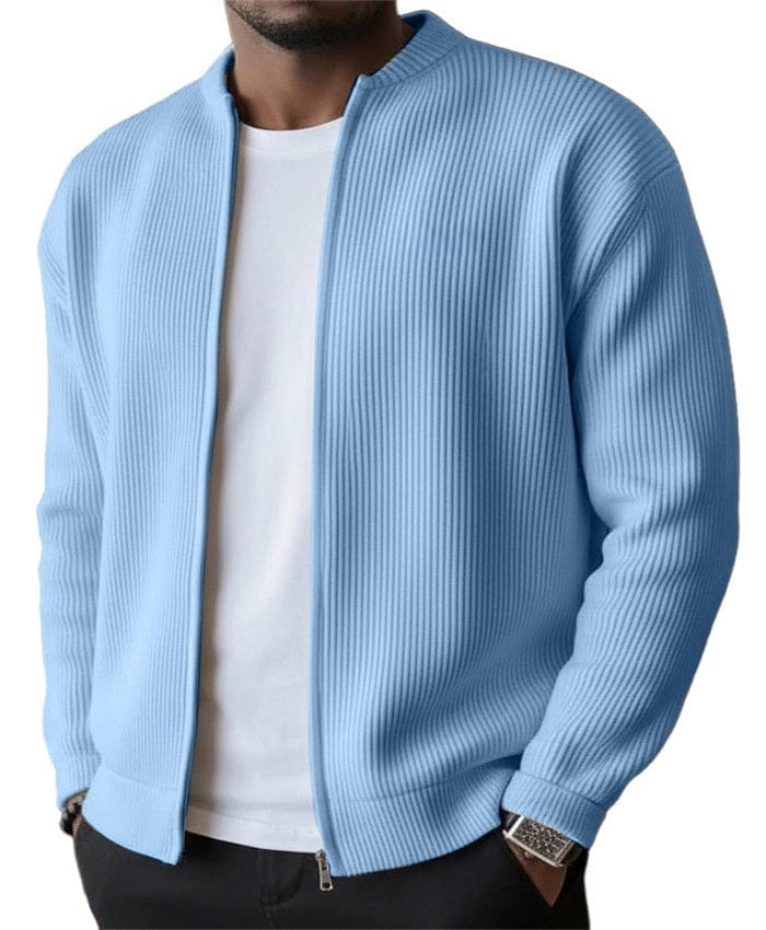Karl I Geripptes Zip-Cardigan