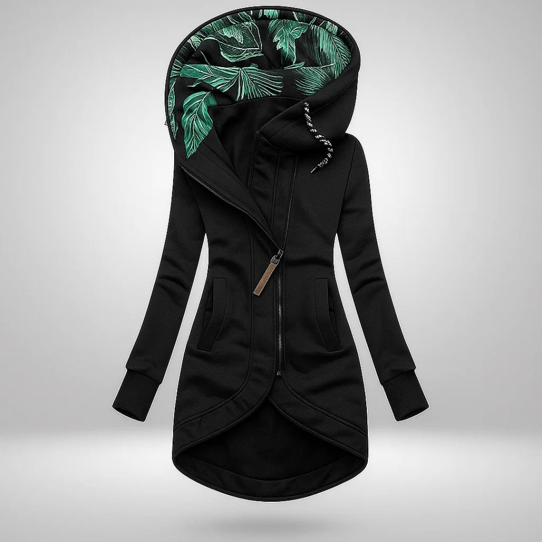 Damen Lange Kapuzen Stepp-Winterjacke