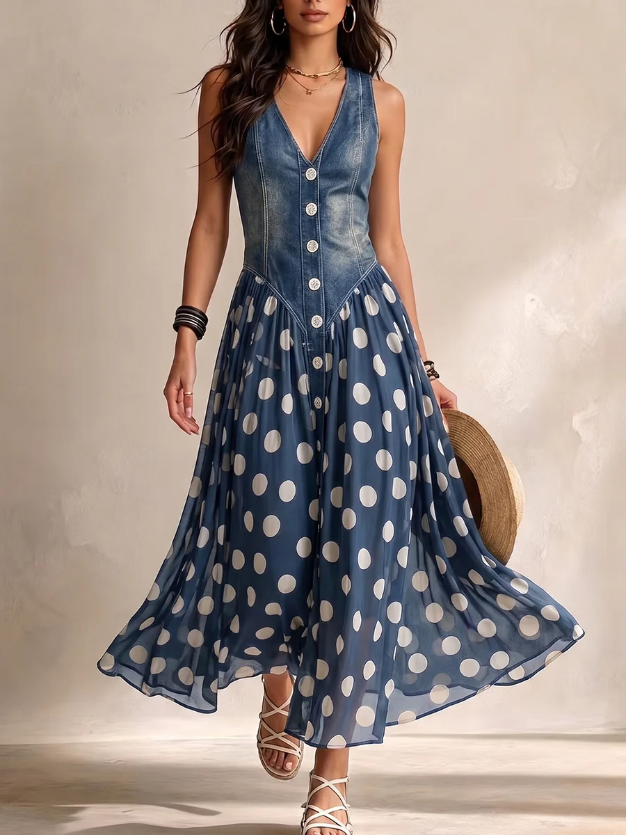 Bianca | Midi-Kleid aus Chiffon mit Punkten