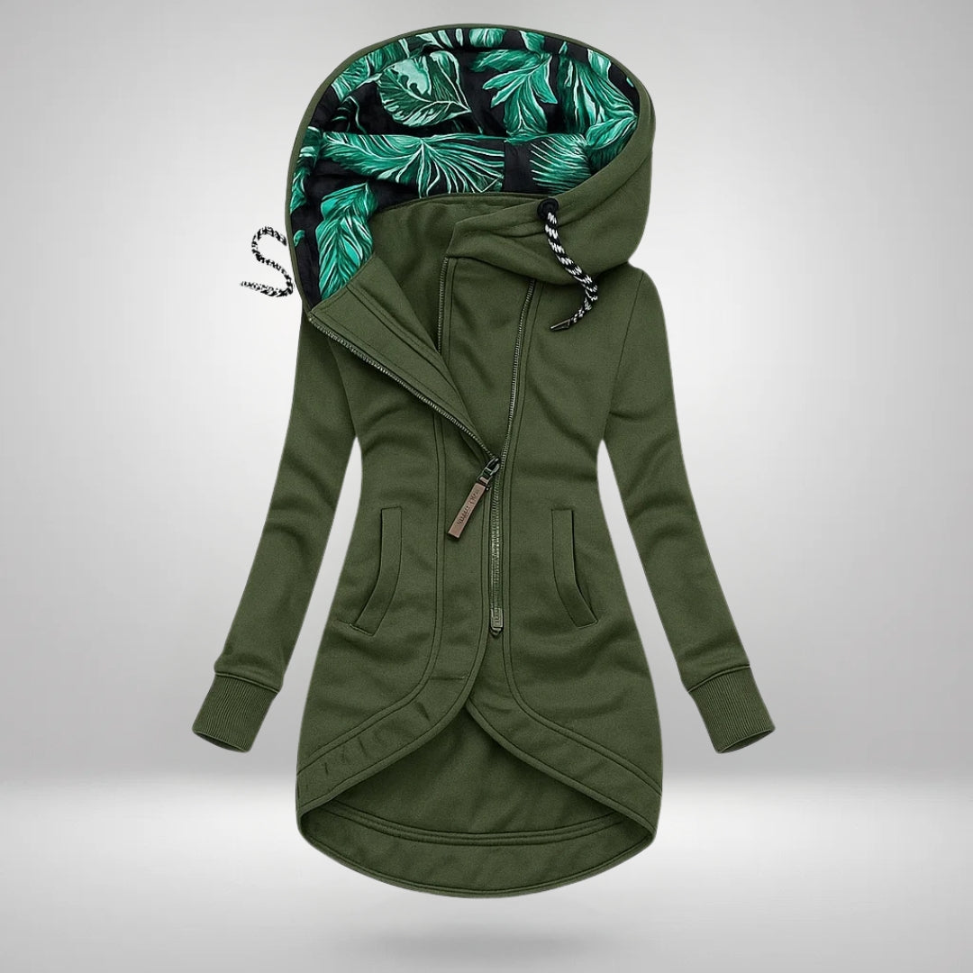 Damen Lange Kapuzen Stepp-Winterjacke