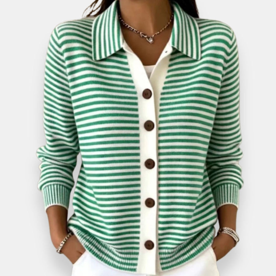 Nola™ Gestreifter Knopf-Cardigan