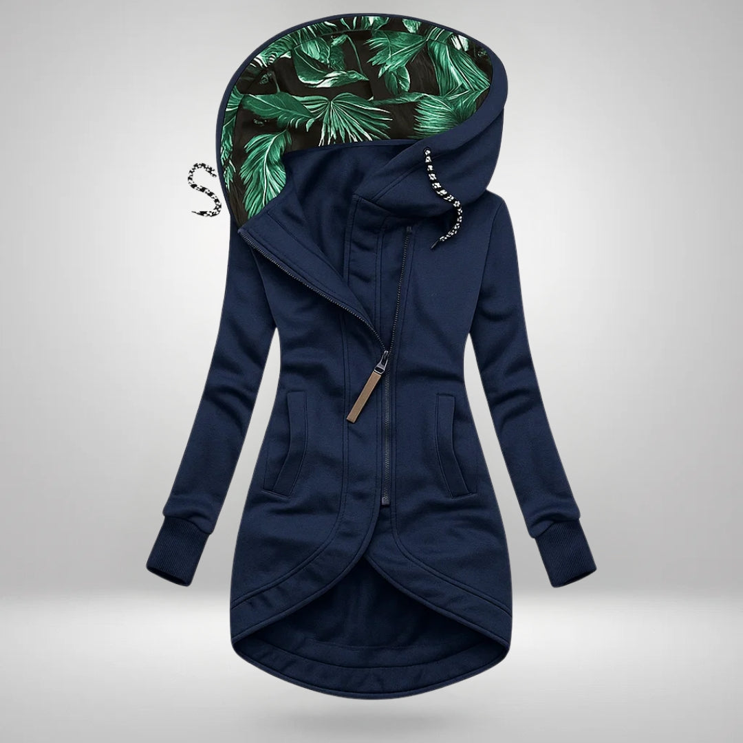 Damen Lange Kapuzen Stepp-Winterjacke