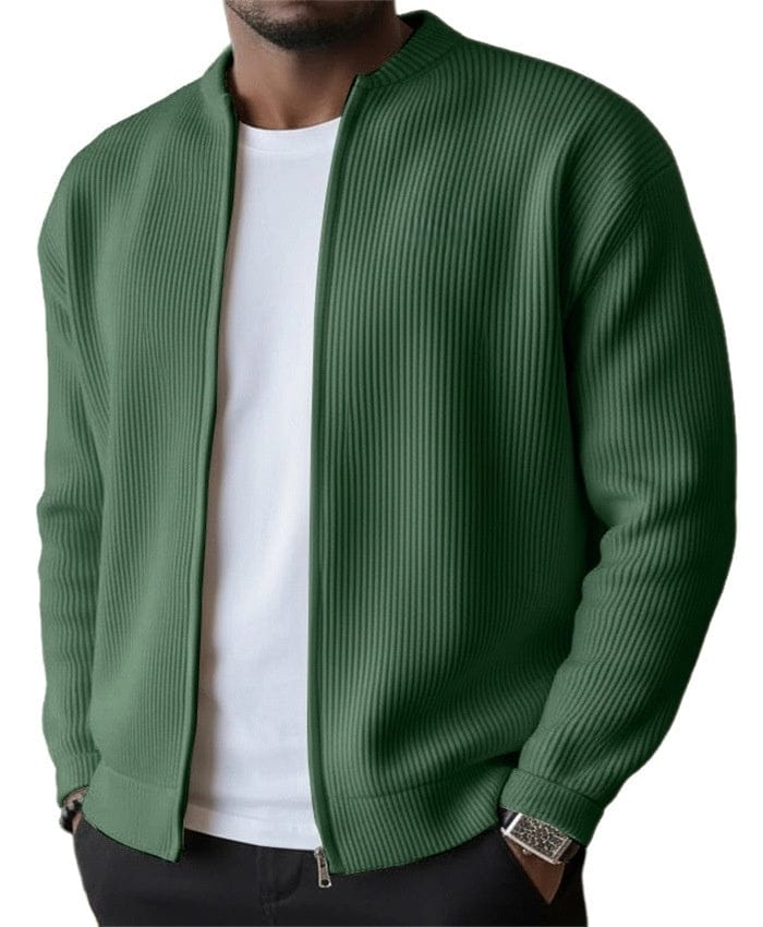 Karl I Geripptes Zip-Cardigan