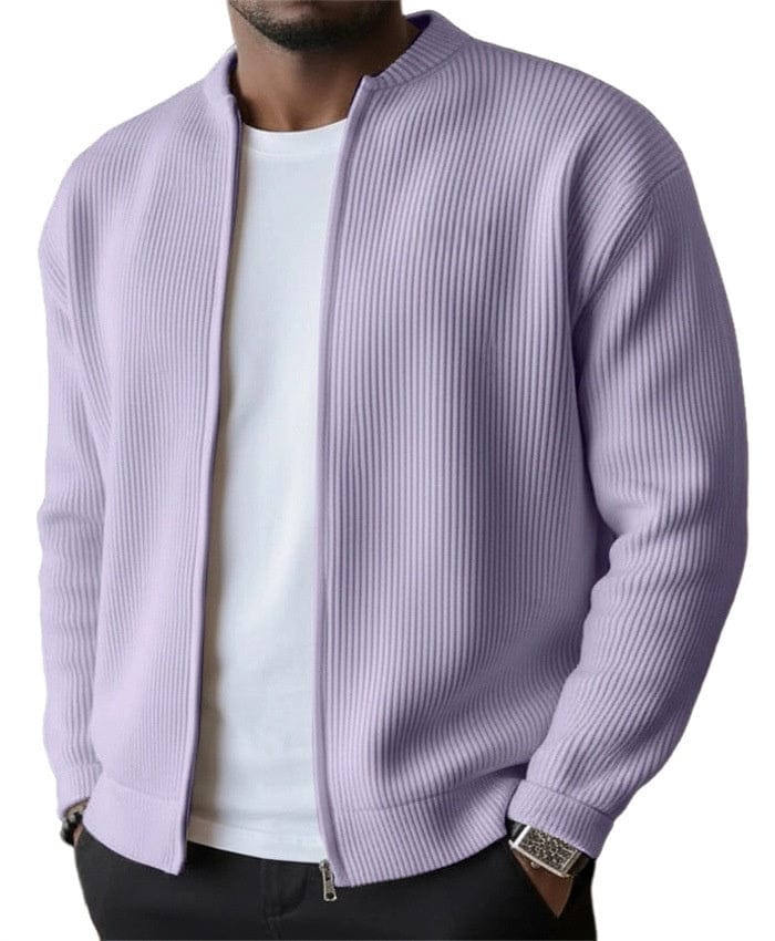 Karl I Geripptes Zip-Cardigan