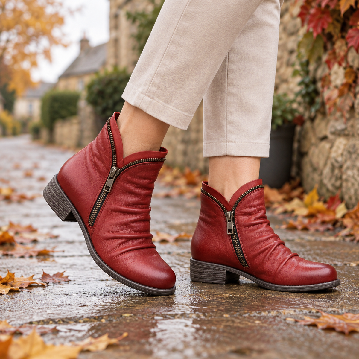 Damen Bequeme Niedrige Stiefel
