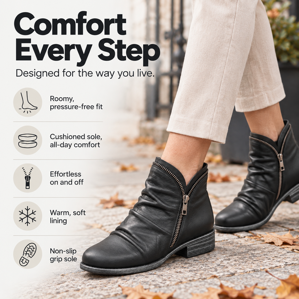 Damen Bequeme Niedrige Stiefel