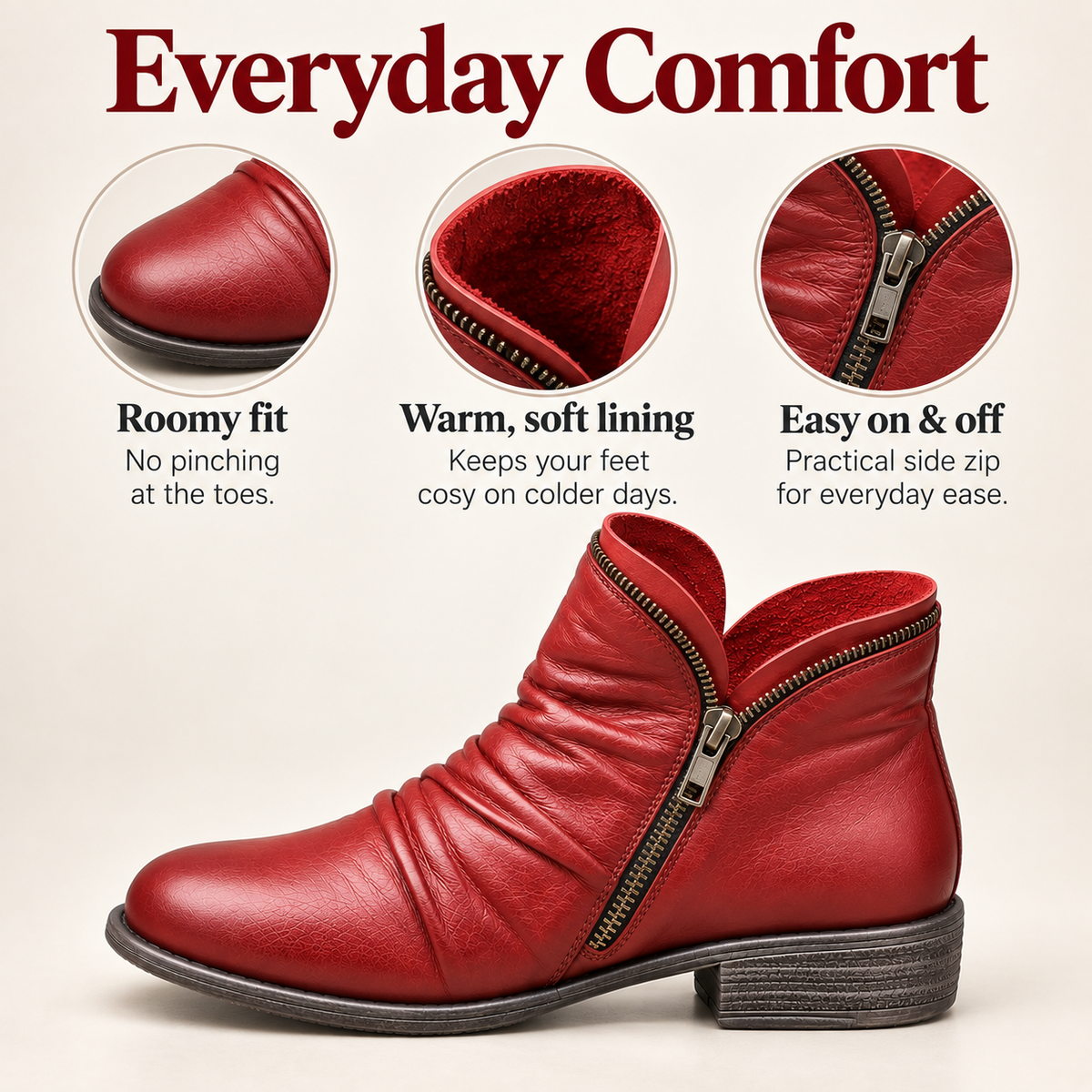 Damen Bequeme Niedrige Stiefel