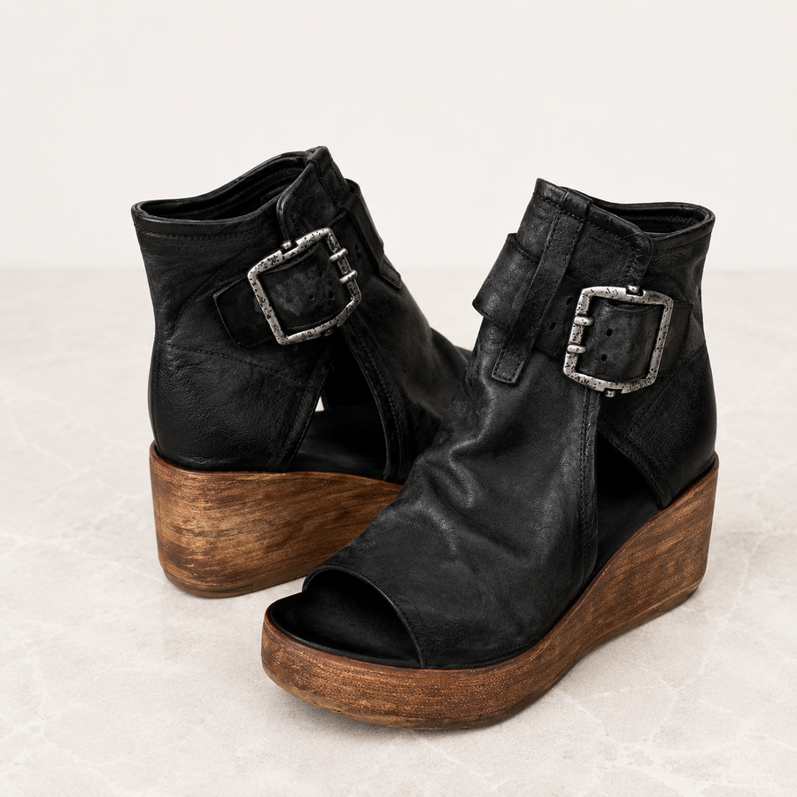 Amalia™ | Elegante Leder-Sandaletten mit bequemem Keilabsatz