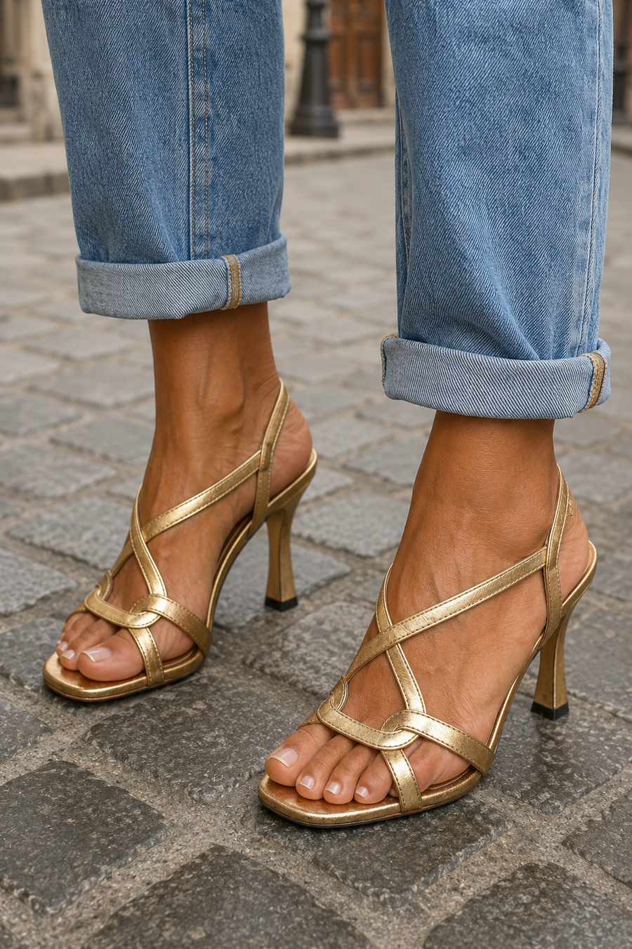 Cassie | Sandalen mit Absatz – Golden Summer Charm