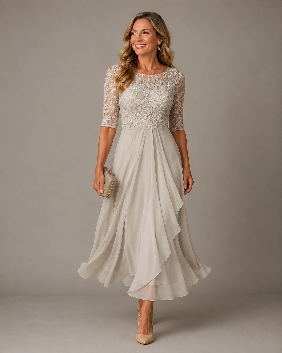 Romina | Midi-Kleid aus figurformender Spitze