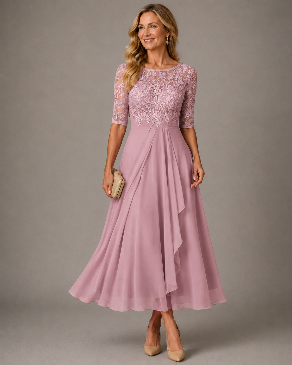 Romina | Midi-Kleid aus figurformender Spitze