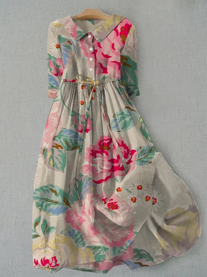 Madeleine | Elegantes pastellfarbenes Blumenkleid
