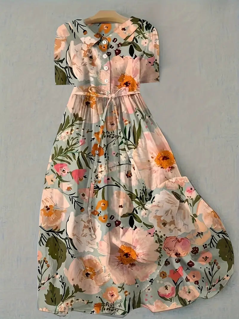Aurélie | Sommerliches Blumenkleid in warmen Tönen