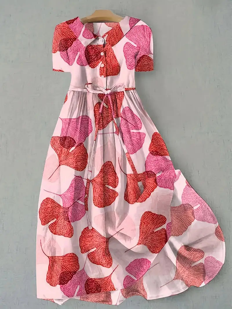 Camille | Kleid in puderrosa mit Blumenmuster