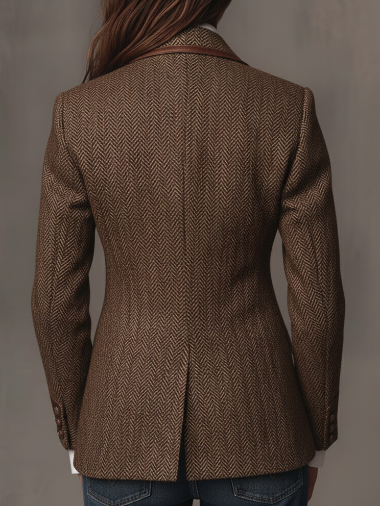 Damen Massgeschneiderter Herringbone Paneel Blazer