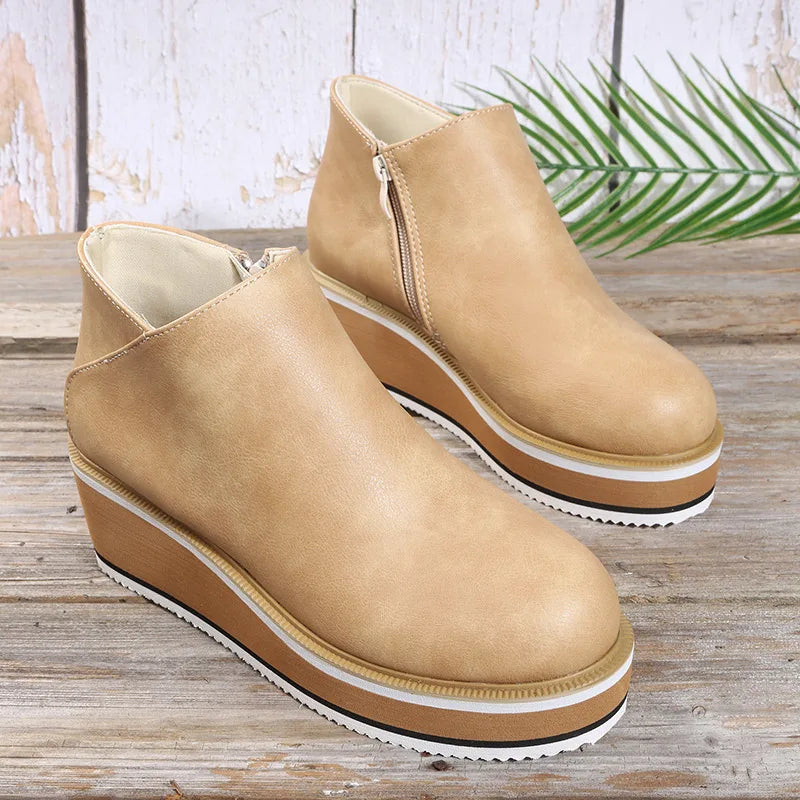 Coralie | Wedge-Stiefeletten mit seitlichem Reissverschluss