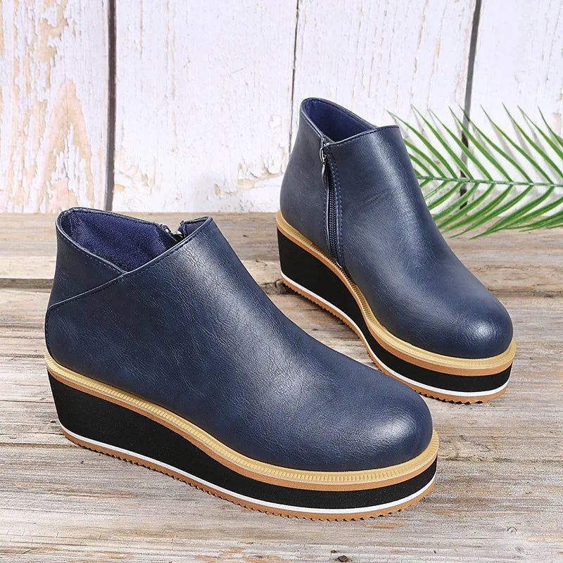 Coralie | Wedge-Stiefeletten mit seitlichem Reissverschluss