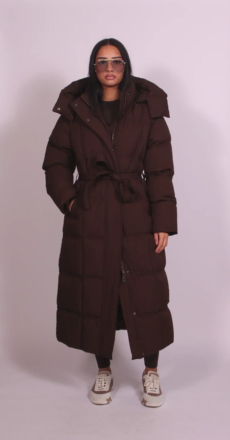 Amina | Langer Gürtel-Puffer-Mantel