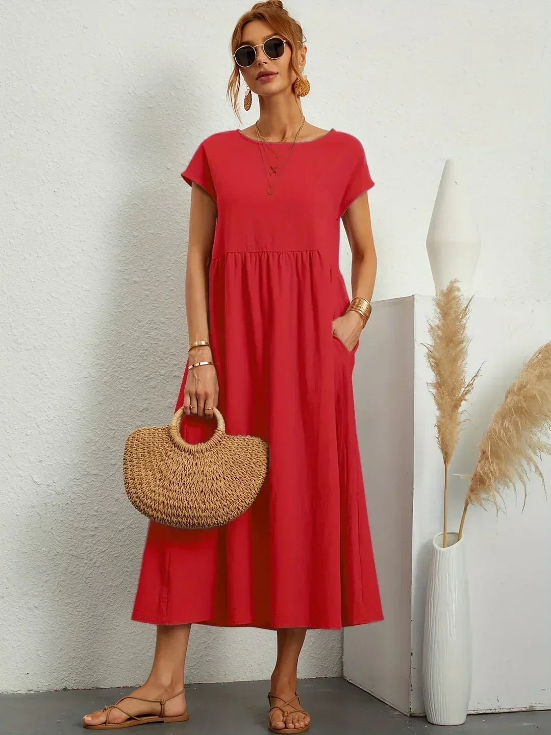 Gabrielle™ — Midi-Fluidkleid zeitlose Eleganz
