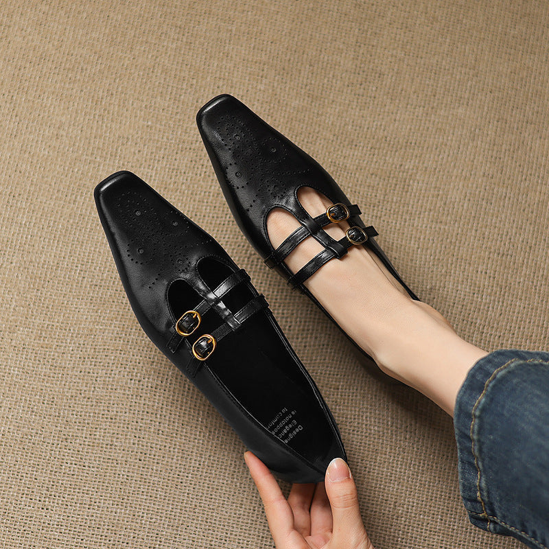 Ceyla | Brogued Doppelriemen Mary Jane Ballerina