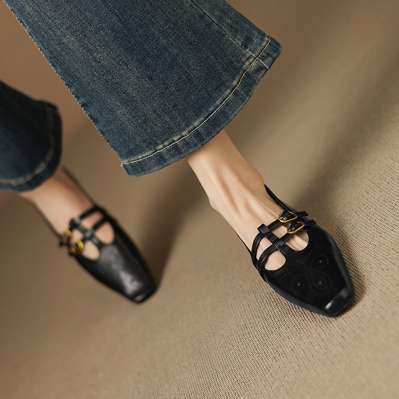 Ceyla | Brogued Doppelriemen Mary Jane Ballerina