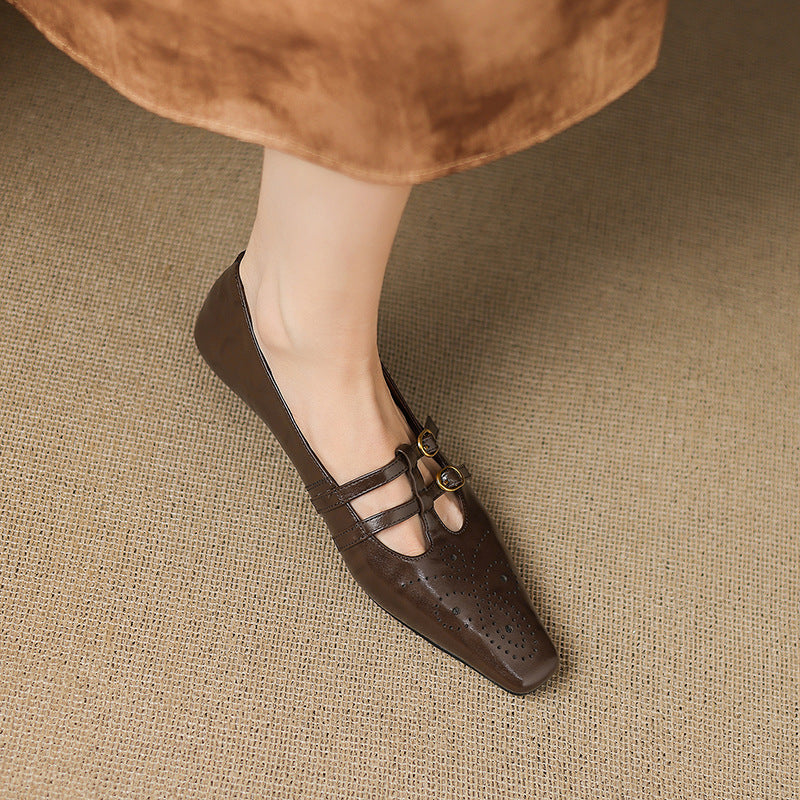 Ceyla | Brogued Doppelriemen Mary Jane Ballerina