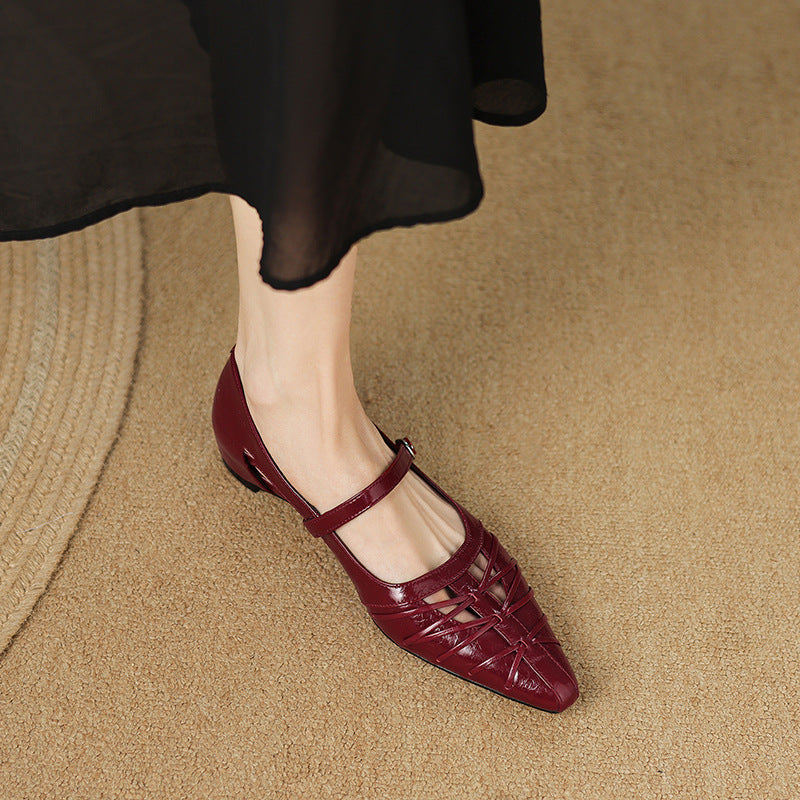 Quenby | Spitzes Gitter-Cut Mary Jane Flat