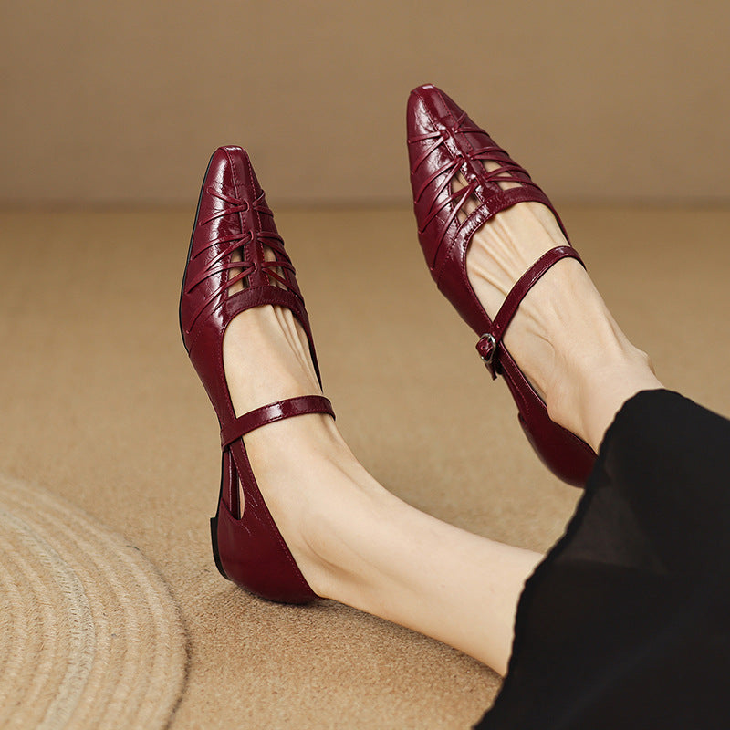 Quenby | Spitzes Gitter-Cut Mary Jane Flat