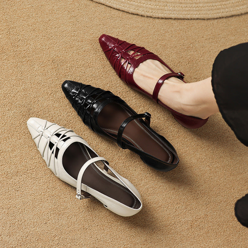 Quenby | Spitzes Gitter-Cut Mary Jane Flat