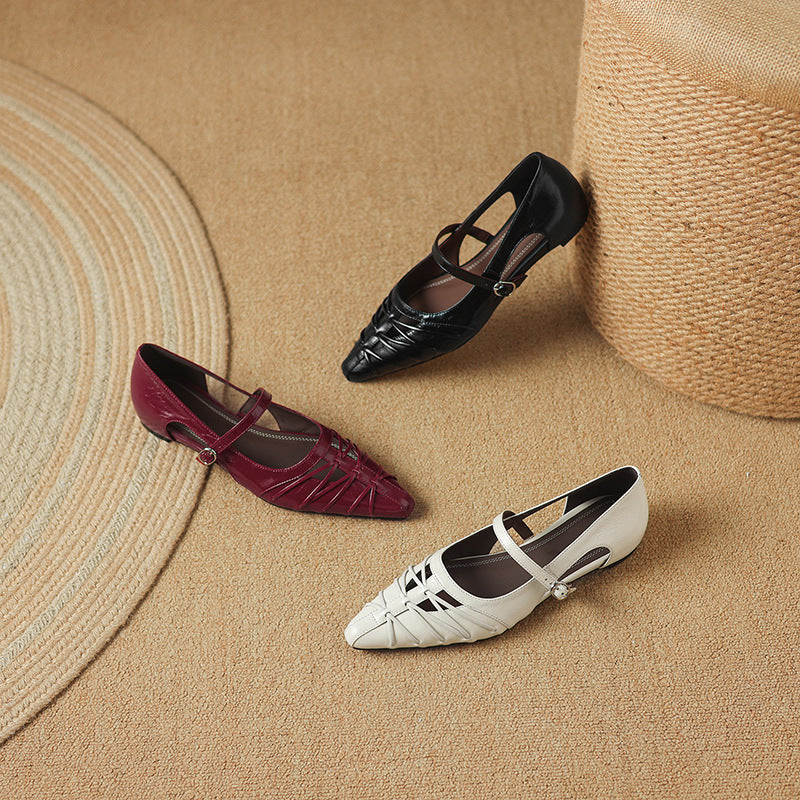 Quenby | Spitzes Gitter-Cut Mary Jane Flat