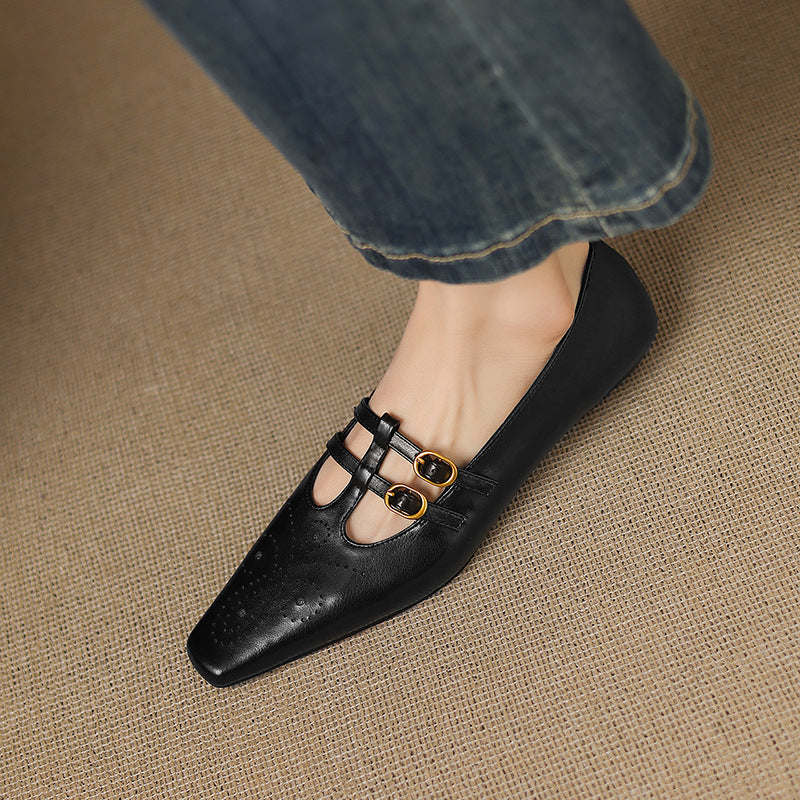 Ceyla | Brogued Doppelriemen Mary Jane Ballerina