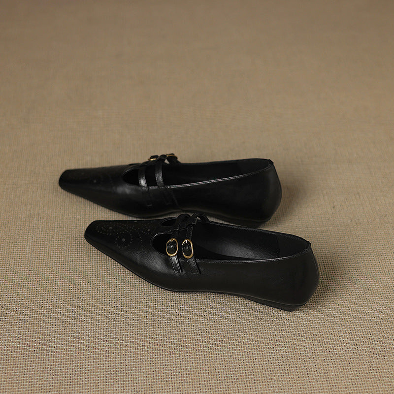 Ceyla | Brogued Doppelriemen Mary Jane Ballerina