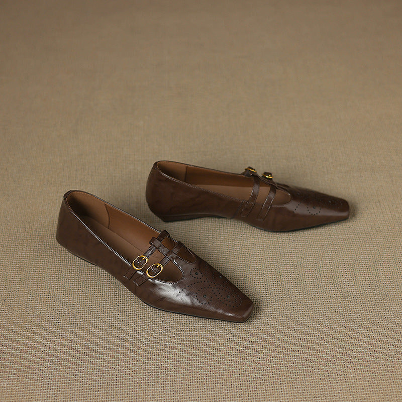 Ceyla | Brogued Doppelriemen Mary Jane Ballerina
