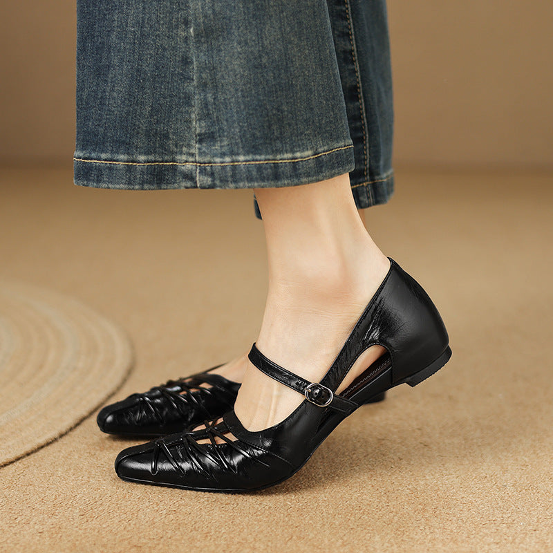 Quenby | Spitzes Gitter-Cut Mary Jane Flat