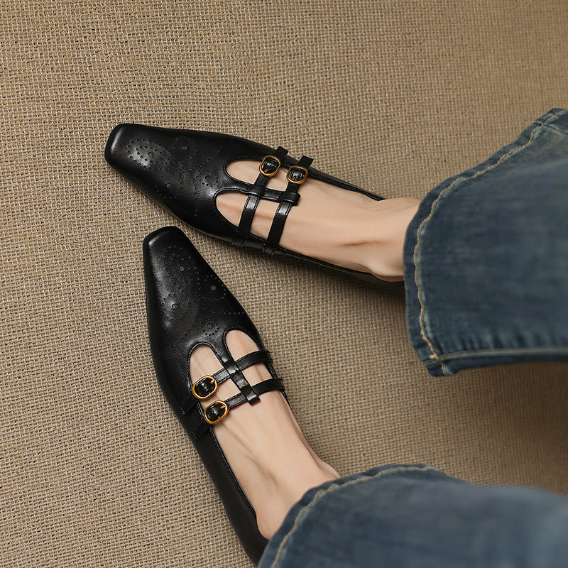 Ceyla | Brogued Doppelriemen Mary Jane Ballerina