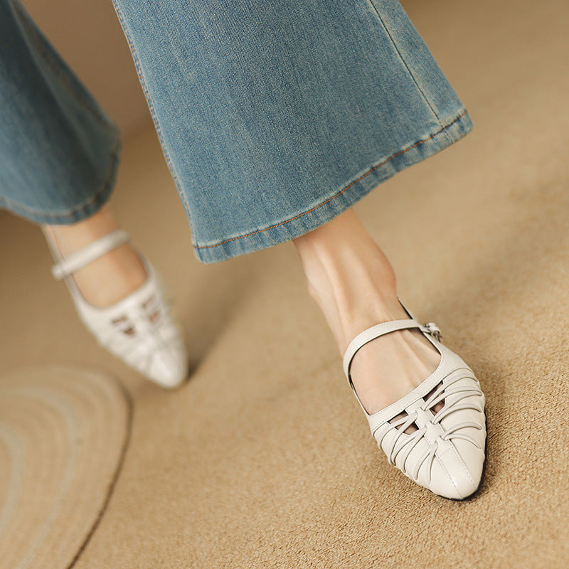 Quenby | Spitzes Gitter-Cut Mary Jane Flat